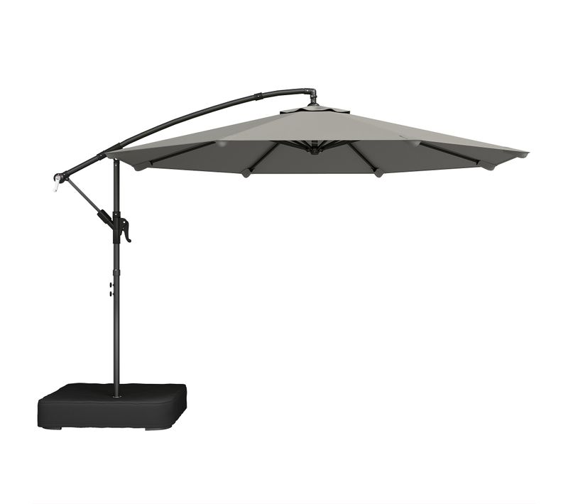 Parasol Déporté Rotatif 360 Avec Sac Sable Métal Gris