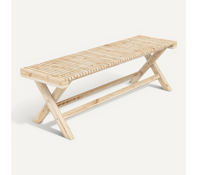Banc De Jardin 2 Places Assise à Lattes Bois Massif Naturel