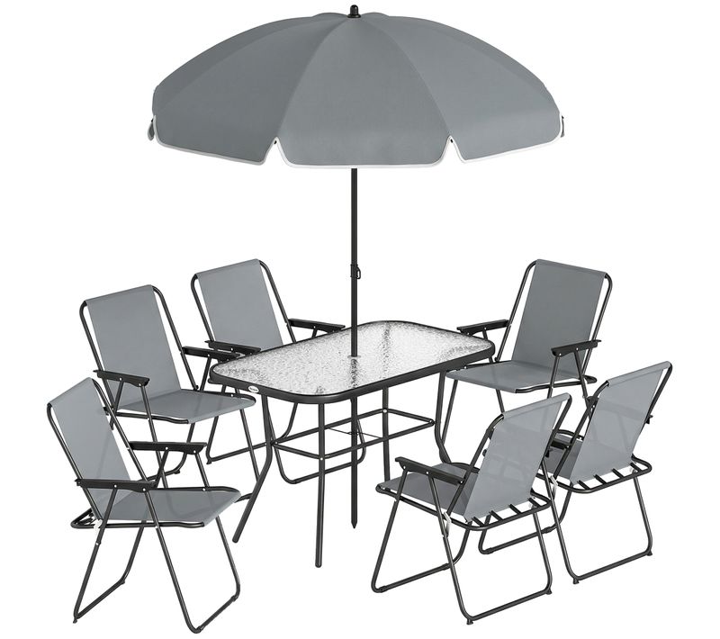 Salon De Jardin 6 Personnes 8 Pièces Avec Parasol
