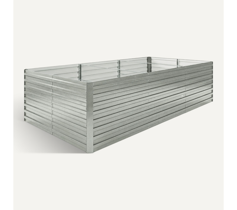 Carré Potager Jardinière 240 X 120 X 60 Cm Tôle D'acier Ondulée Argent