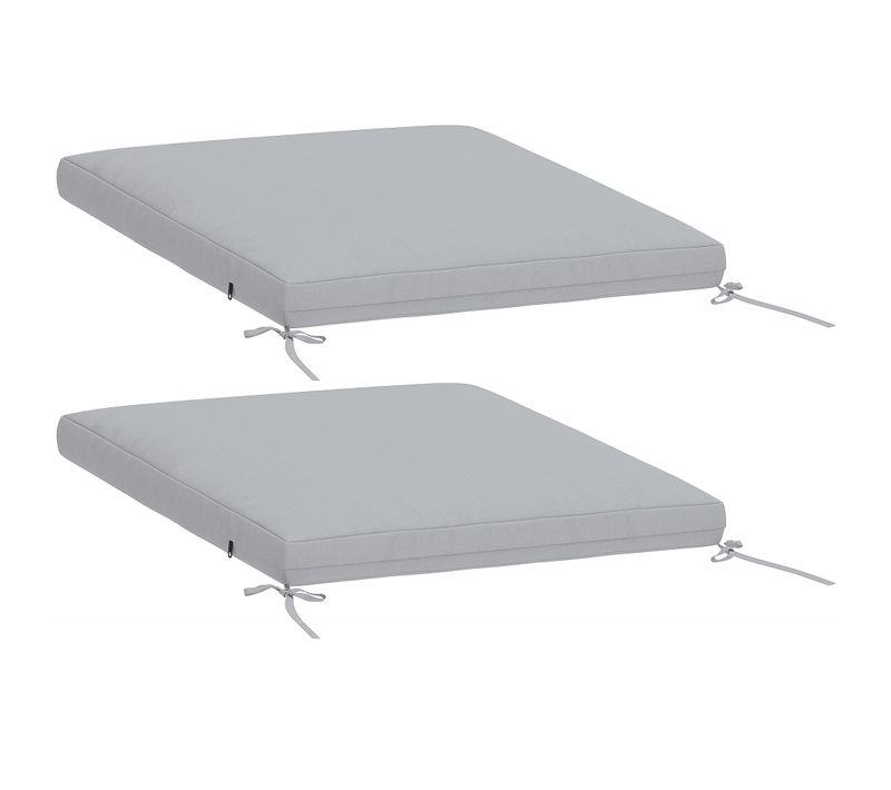 Lot De 2 Coussins De Chaise De Jardin Extérieur 50x50cm Polyester Gris
