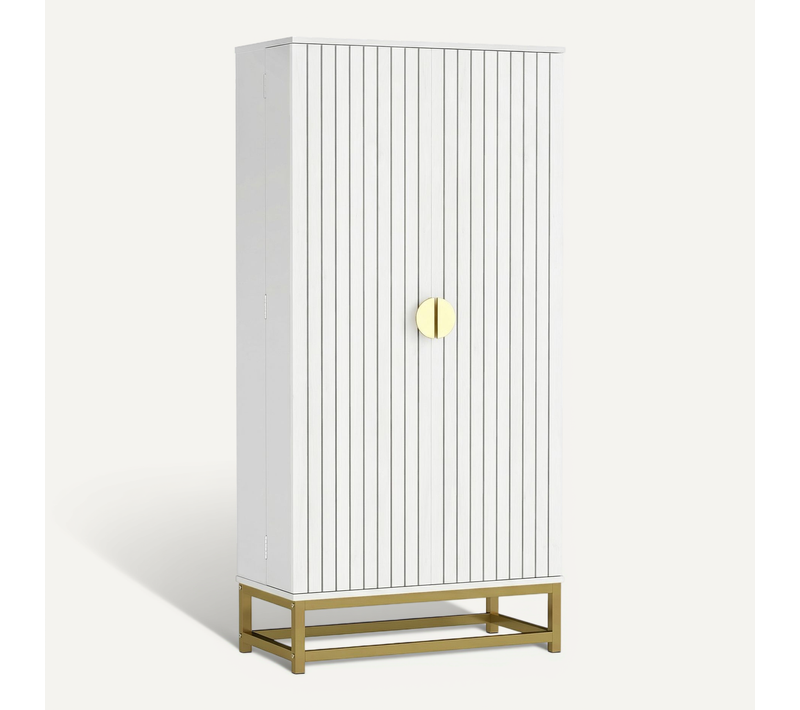 Armoire De Cuisine Design 2 Portes Effet Claustra Acier Doré