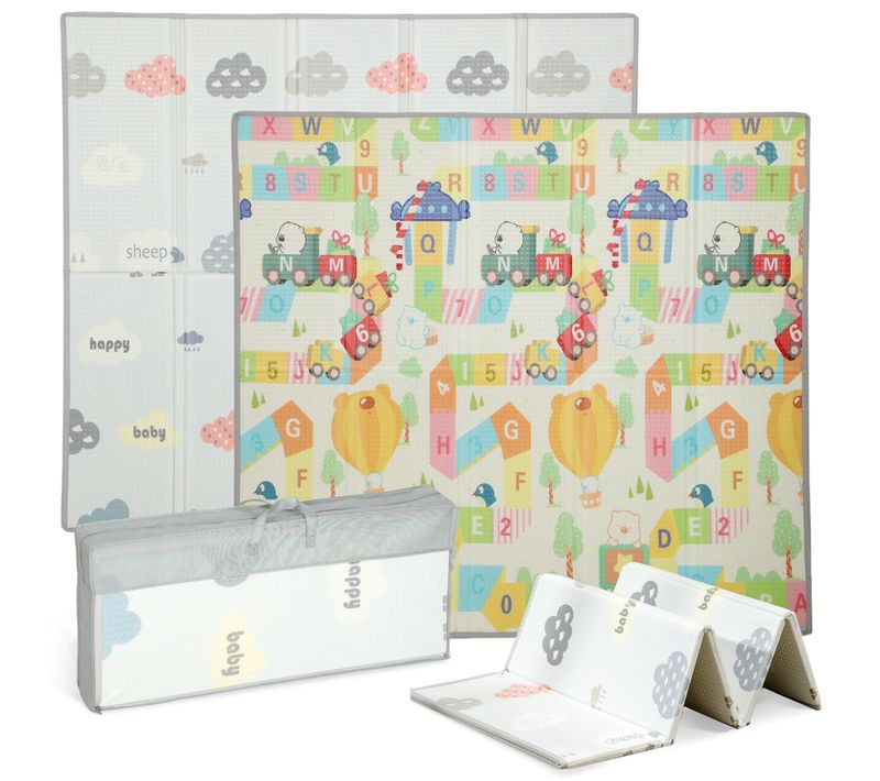 Tapis De Jeu - Tapis Enfant Pliable Réversible - Chiffres Lettres Colorés