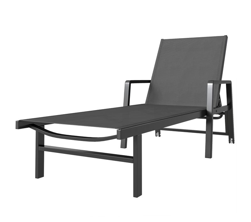 Chaise Longue Réglable Avec Roues 1 Place Aluminium Gris Foncé