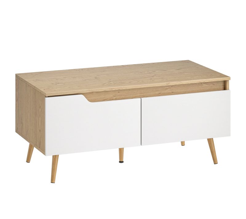 Table Basse Rectangulaire Style Scandinave Effet Bois Clair Blanc
