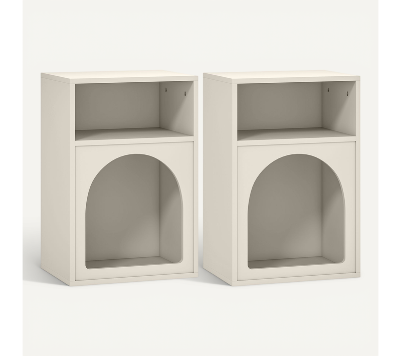 Lot De 2 Chevets Design Tendance Troglodyte 2 Niches Beige