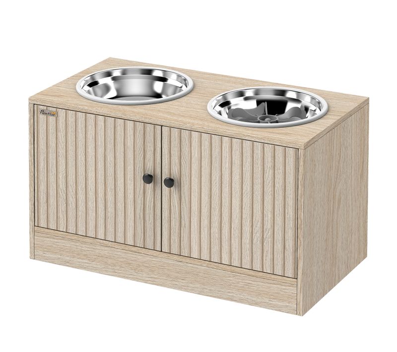 Porte-gamelles Surélevé Rangement 2 En 1 - 2 Portes 2 Gamelles