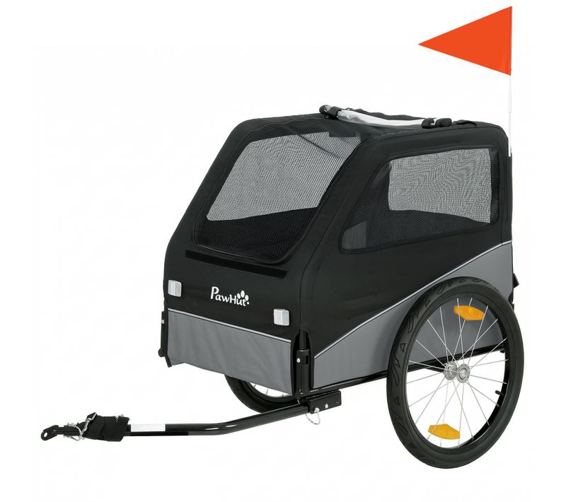 Remorque Vélo Chien Pliable Attache Universelle Gris