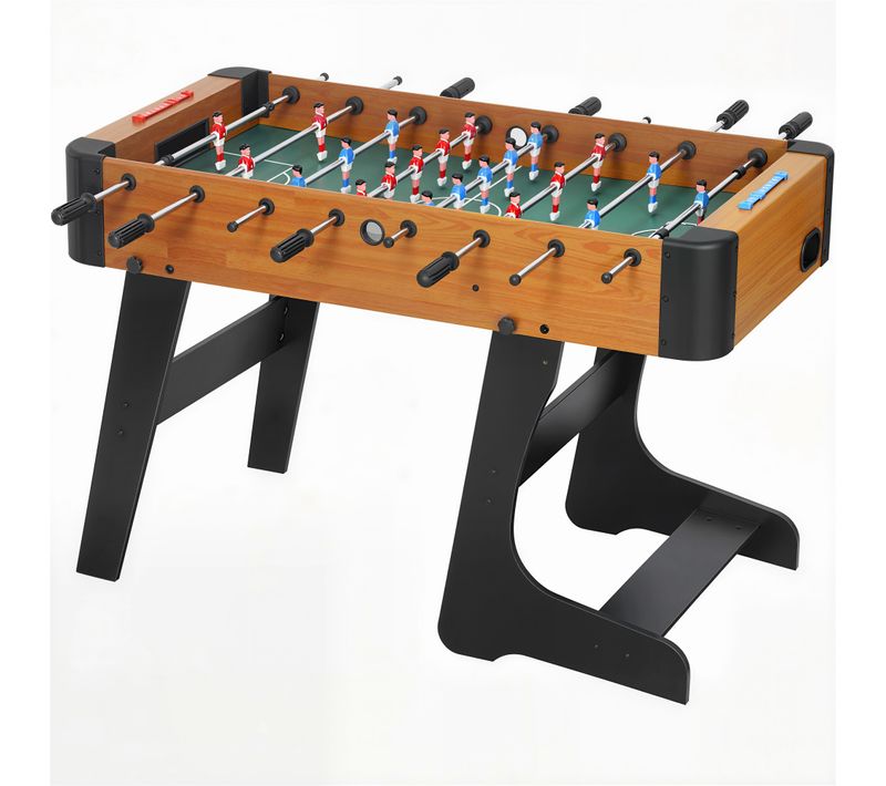 Babyfoot Pliable - 22 Joueurs, 2 Ballons, 4 + 4 Poignées, Compteurs - Effet Bois Noir
