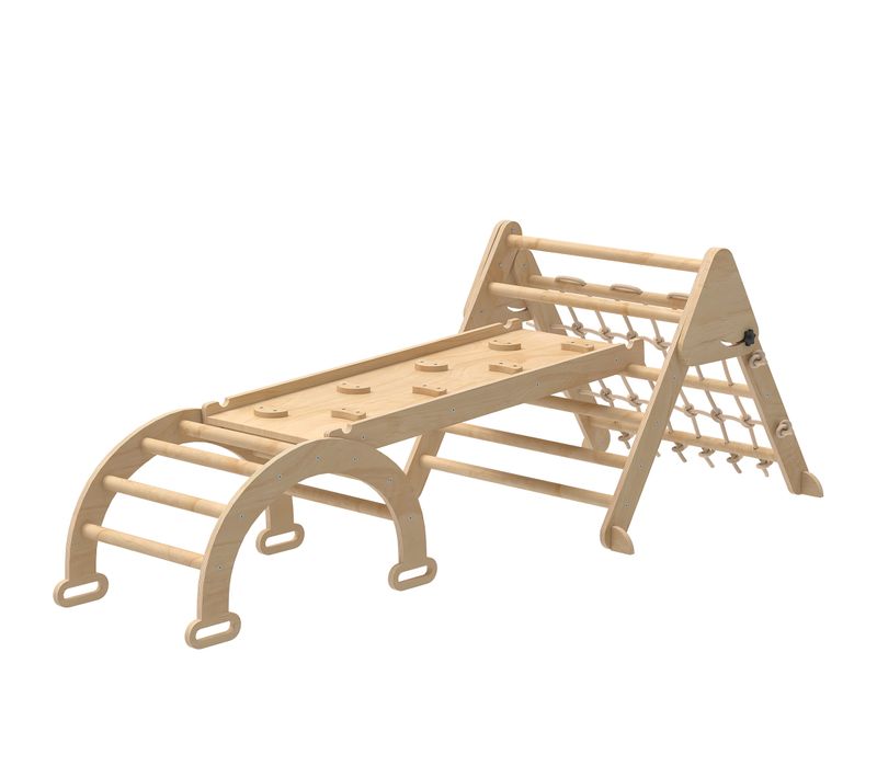 Triangle D'escalade Enfant Pliable 8 En 1 - Aire De Jeu Enfant - Bois