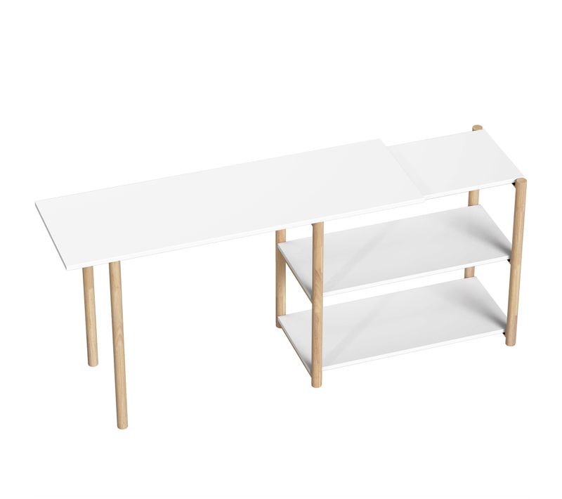 Bureau Design Naturel Bambou Blanc Modulable Angle Ou Droit
