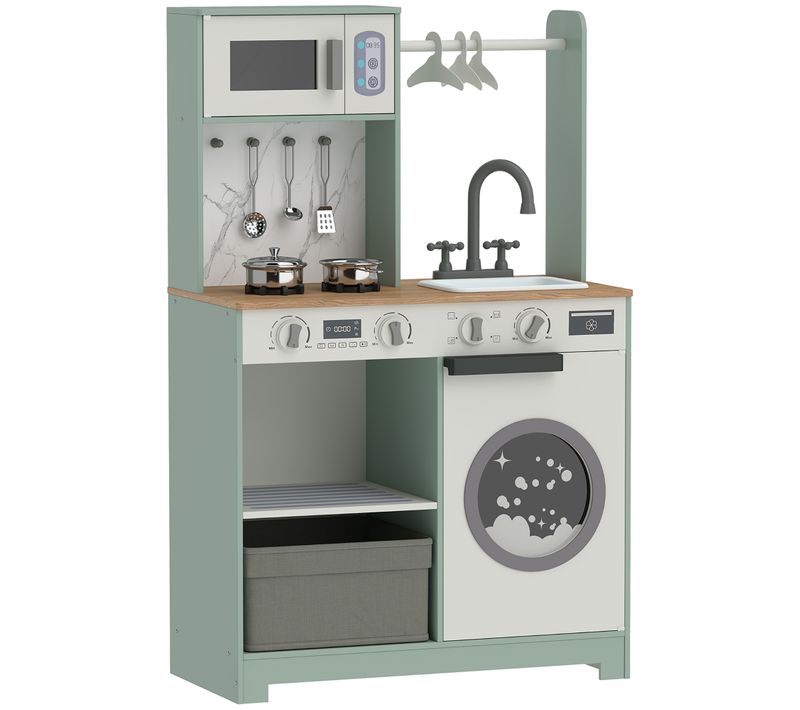 Cuisine Enfant Compacte Avec Accessoires Blanc Vert