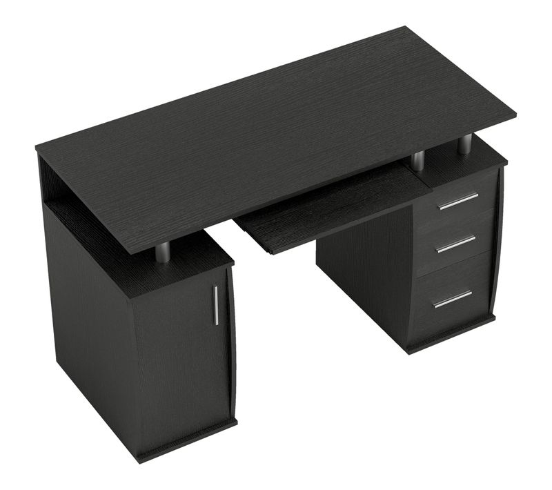 Bureau Informatique Multi-rangement Design Alu Effet Bois
