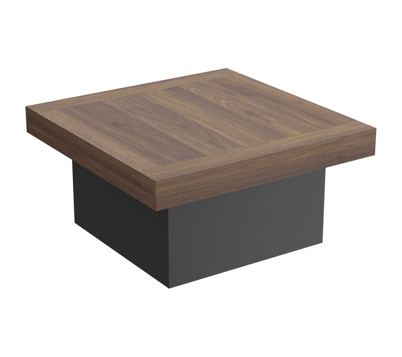 Table Basse Carrée Design LED épais Plateau Effet Bois