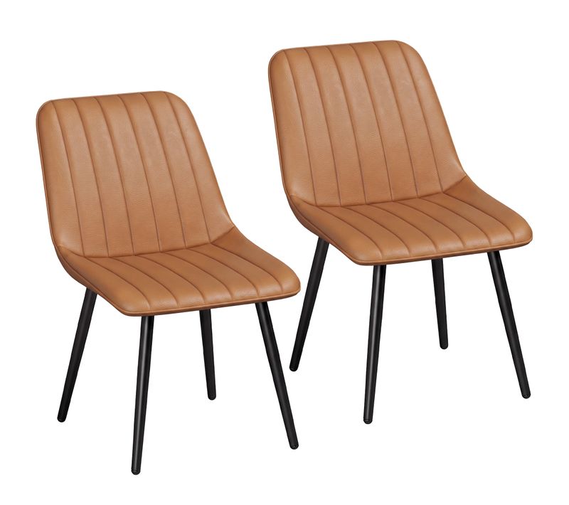 Lot De 2 Chaises De Salle À Manger Style Vintage Camel Noir