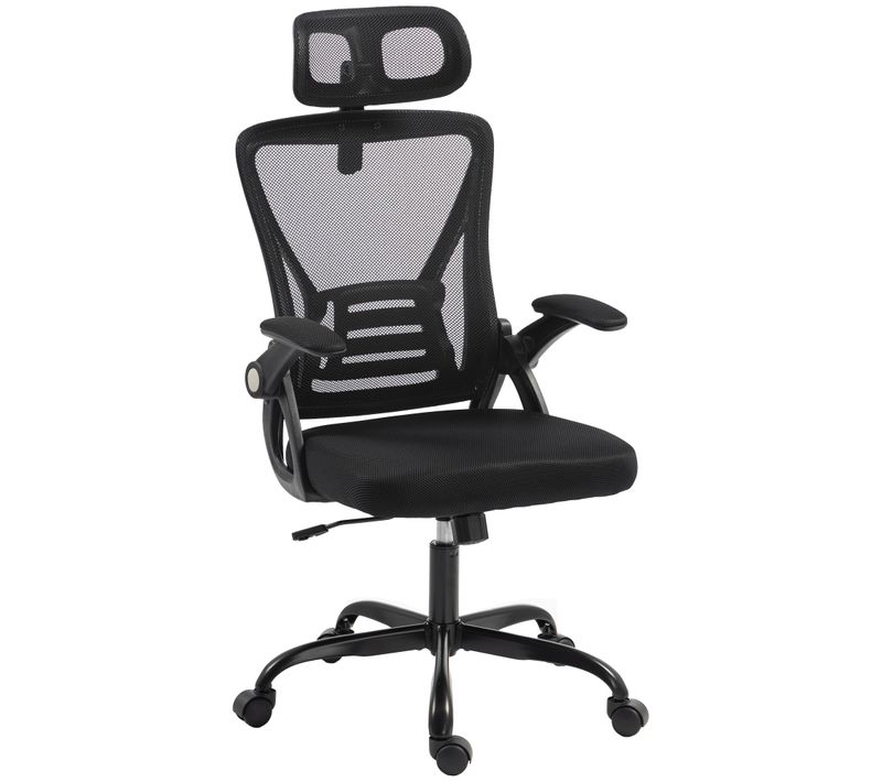 Chaise De Bureau Ergonomique Accoudoirs Relevables Tétière Orientable Noir