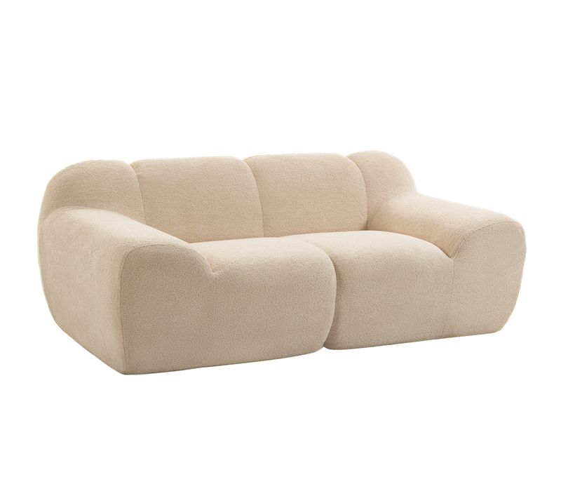 Canapé Design Arrondi 2 Places Tissu Beige