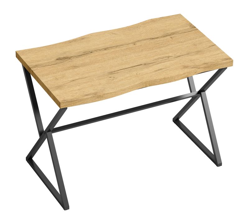 Table À Manger Style Industriel Métal Noir épais Plateau Effet Bois Clair