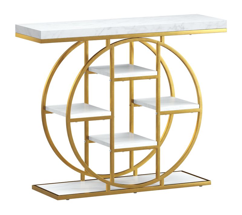 Console Design Industriel Arrondi 5 étagères épais Plateau