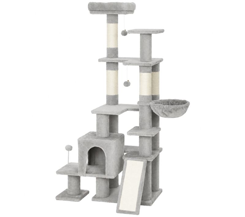 Arbre À Chat 5 Niv. H.152 Cm Multi-équipé Gris