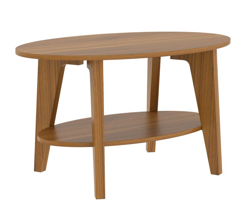 Table Basse Ovale Style Campagne Chic Effet Bois Avec étagère