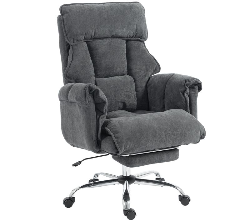 Fauteuil De Bureau Manager Grand Confort Coussins Doubles Tissu Gris