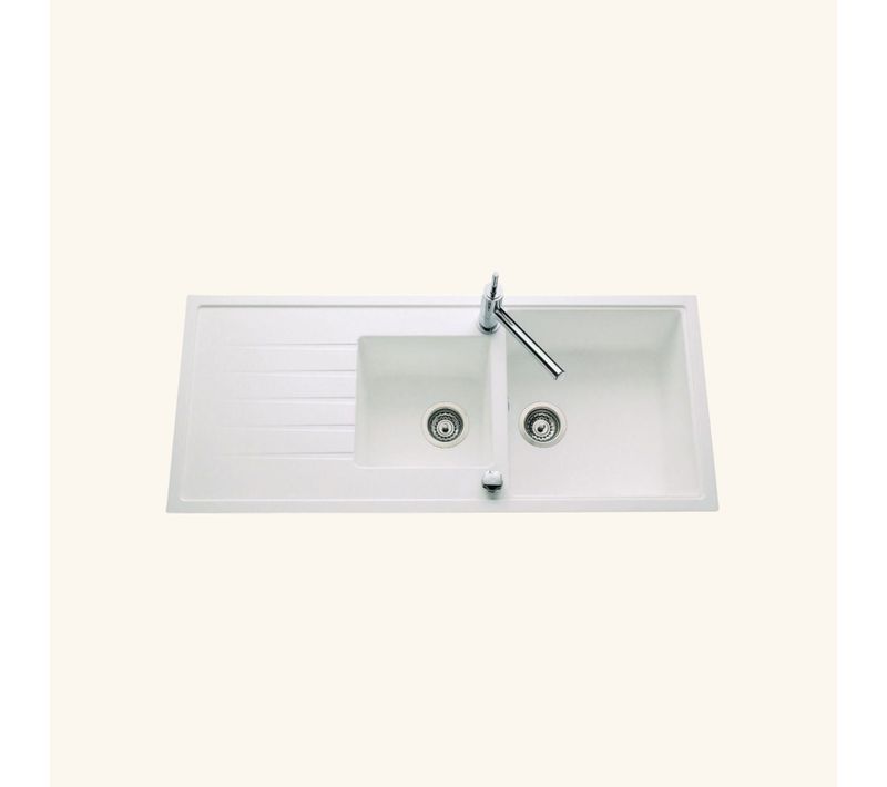 Évier Granit Blanc Ewi Icauna 2 Bacs 1 Égouttoir