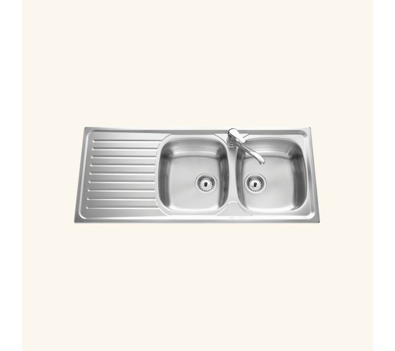 Évier Inox Lisse Scaldis 2 Bacs 1 Égouttoir