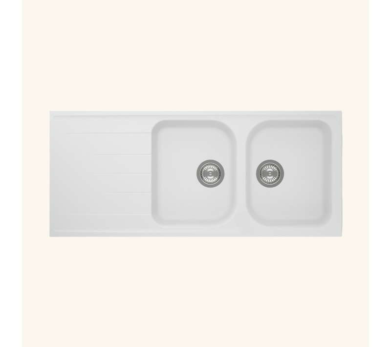 Évier Granit Blanc Schock Viola 2 Bacs 1 Égouttoir