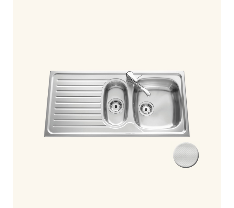 évier Inox Nid D'abeille Scaldis 1 Bac Et Demi - 1 égouttoir