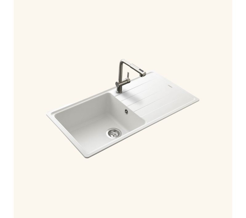 évier Granit Blanc Schock Element 1 Grand Bac 1 égouttoir