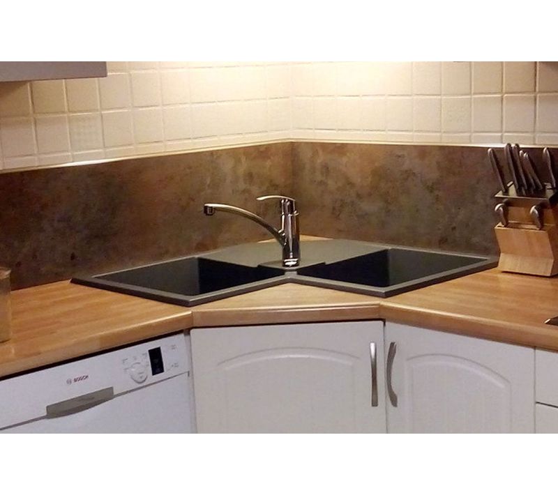 Évier D'angle Granit Gris Kümbad Voz 2 Bacs