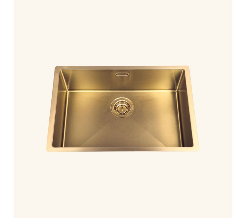 Évier Sous-plan Inox Doré Luisina Legato 1 Bac 660x440 - Grille Et Cache Bonde Doré Inclus
