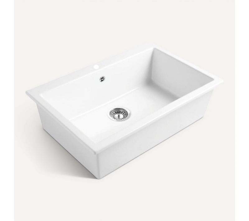évier Céramique Blanc Felix 1 Bac 760x510 Mm