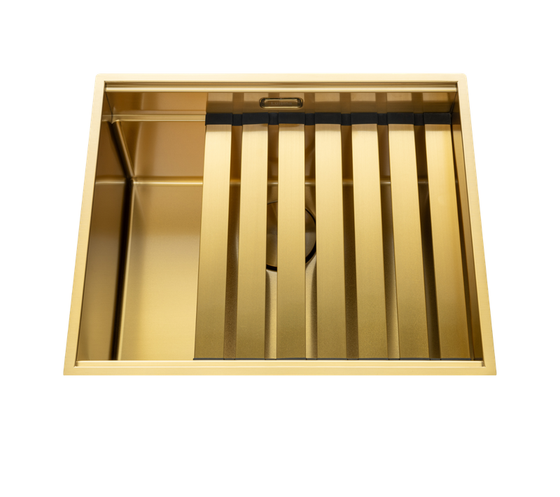 Évier Sous-plan Inox Doré Luisina Legato+ 1 Bac 550x450 - Égouttoir, Planche, Cache Bonde Inclus