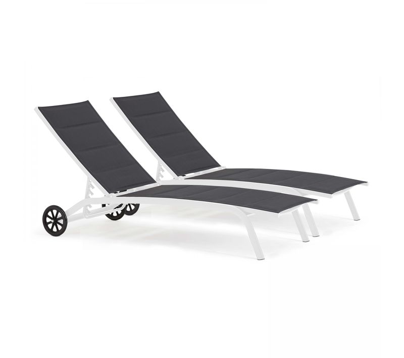 Lot De 2 Bains De Soleil En Aluminium Blanc Santa Monica