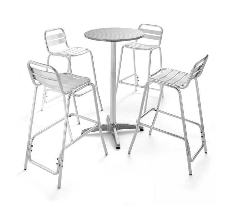 Table De Jardin Haute En Aluminium Et 4 Chaises Hautes Brixton