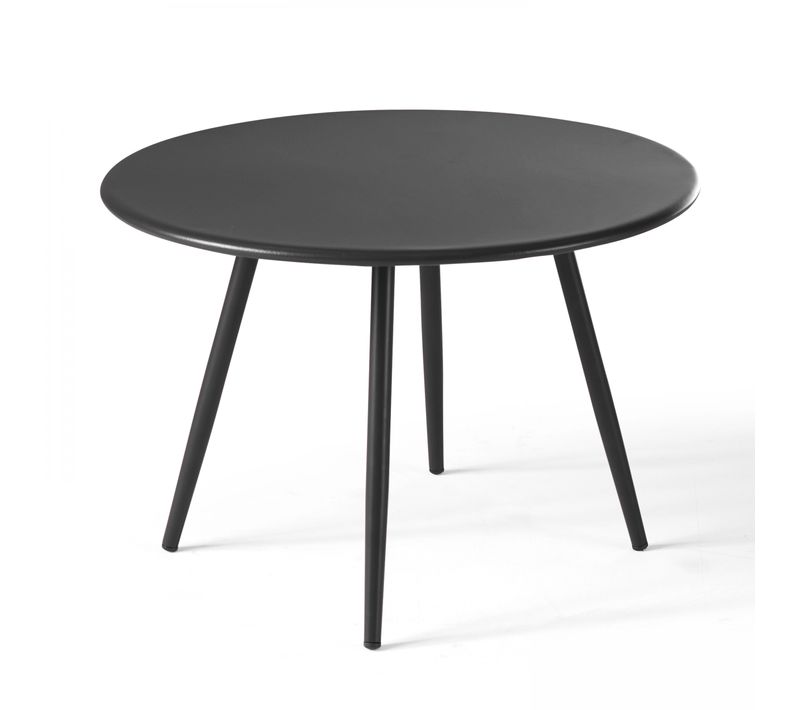 Table Basse De Jardin Ronde En Métal Gris Anthracite 50 Cm Palavas