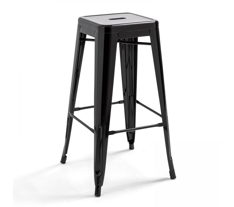 Tabouret De Bar En Métal Brillant Noir Indus