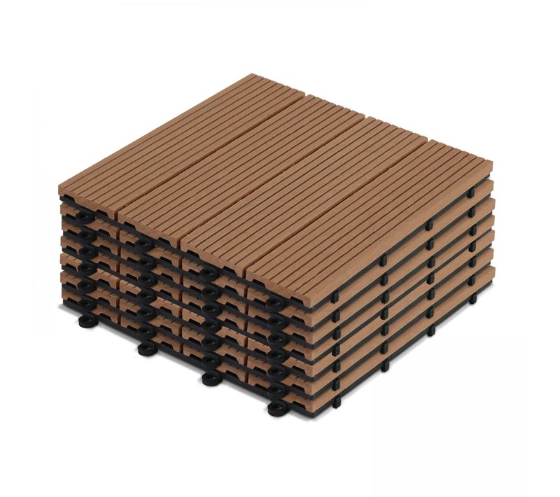 Lot De 8 Dalles Clipsables En Bois Synthétique Marron Clair