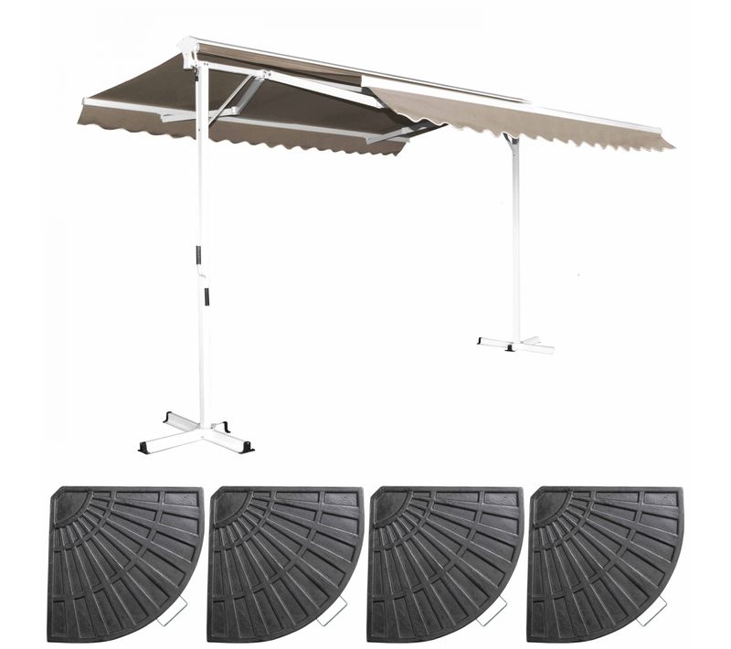 Store Double Pente 3 X 4m Et 4 Dalles Lestées Taupe