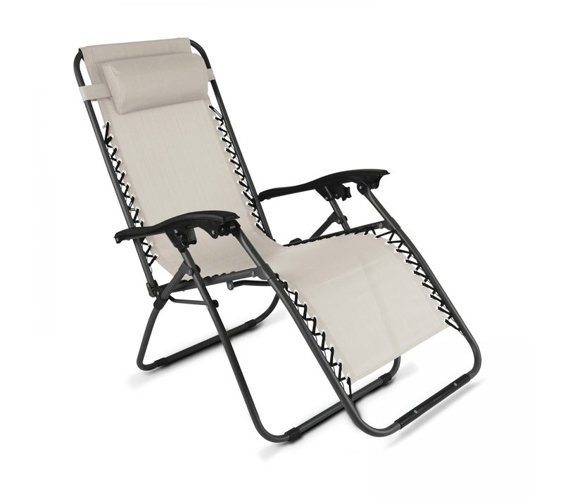 Fauteuil Relax De Jardin En Acier Et Textilène Inclinable Taupe Monaco