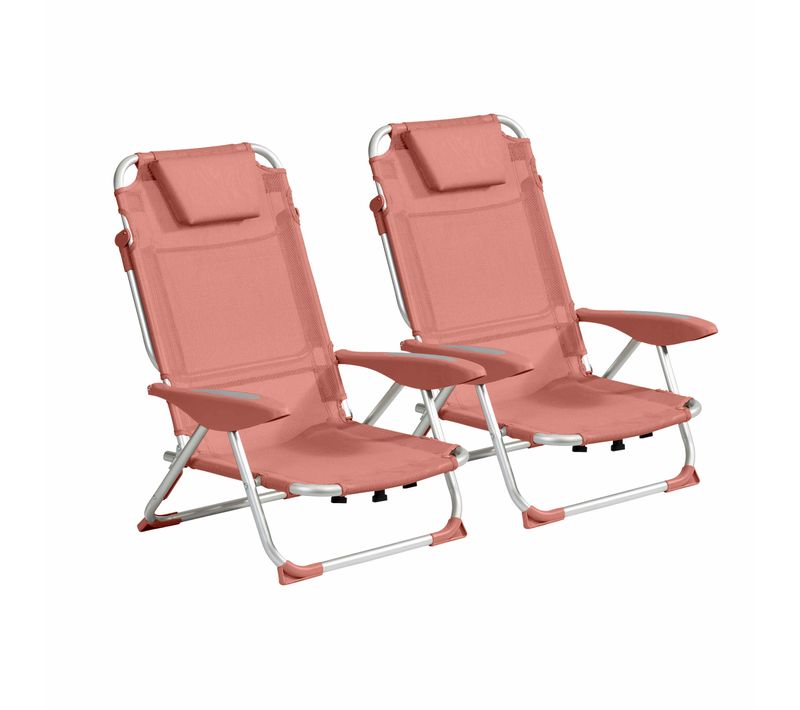 Lot De 2 Fauteuils Clic Clac Des Plages En Polyester Papaye Clic Clac Des Plages