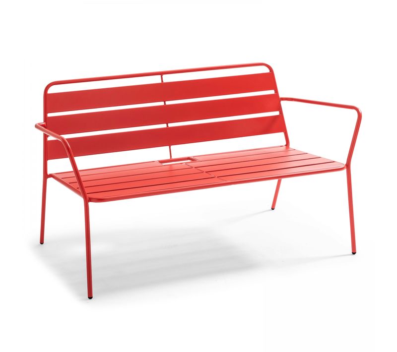 Canapé De Jardin En Métal Rouge Palavas
