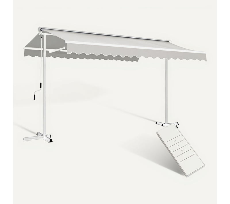 Store Mobile électrique Double Pente 3 X 4m Aluminium Taupe Delgada