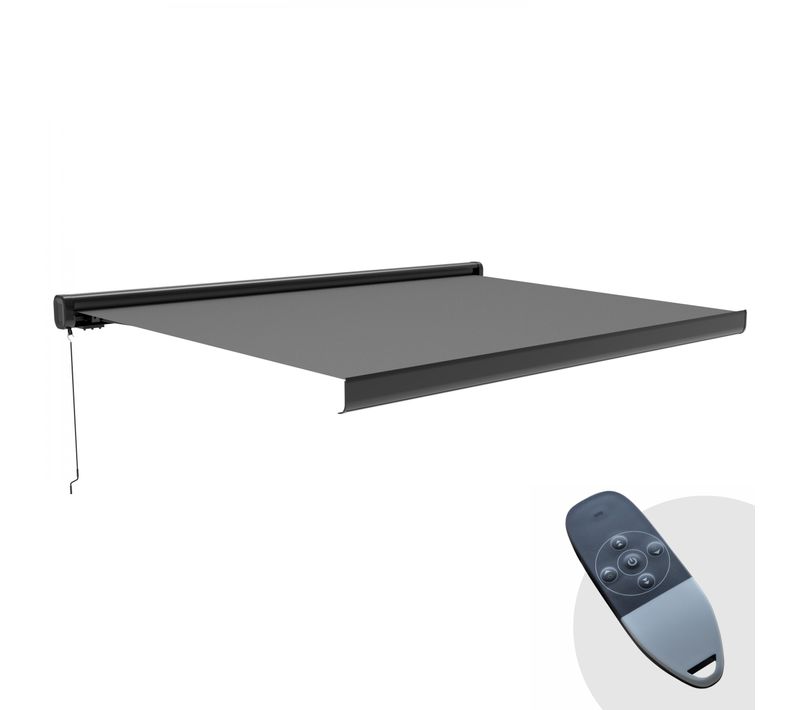 Store Banne Electrique Coffe Integral 3.95x3m Aluminium Gris Helios