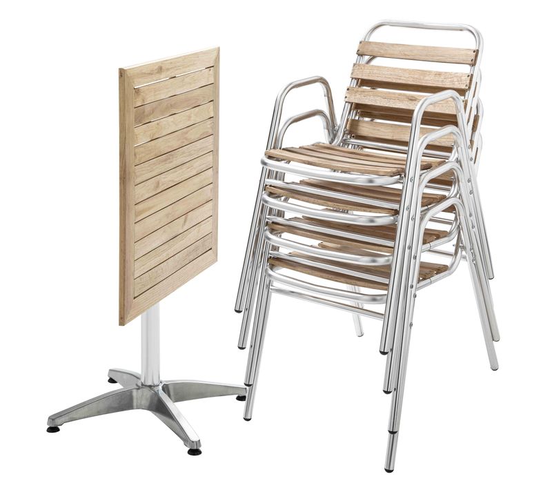 Table De Jardin Pliante Et 4 Chaises En Aluminium Et Bois Times Square