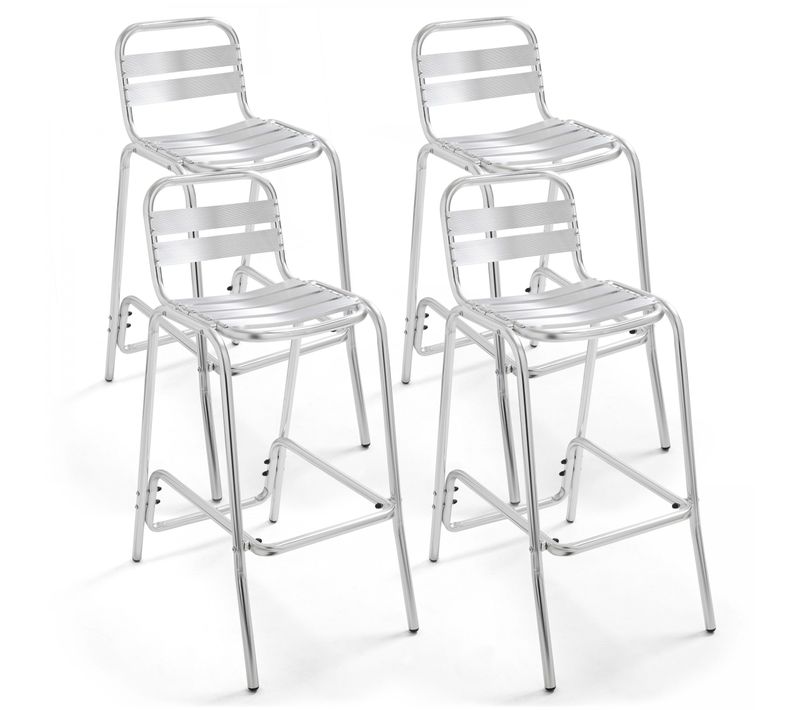 Lot De 4 Chaises Hautes En Aluminium Gris Soho
