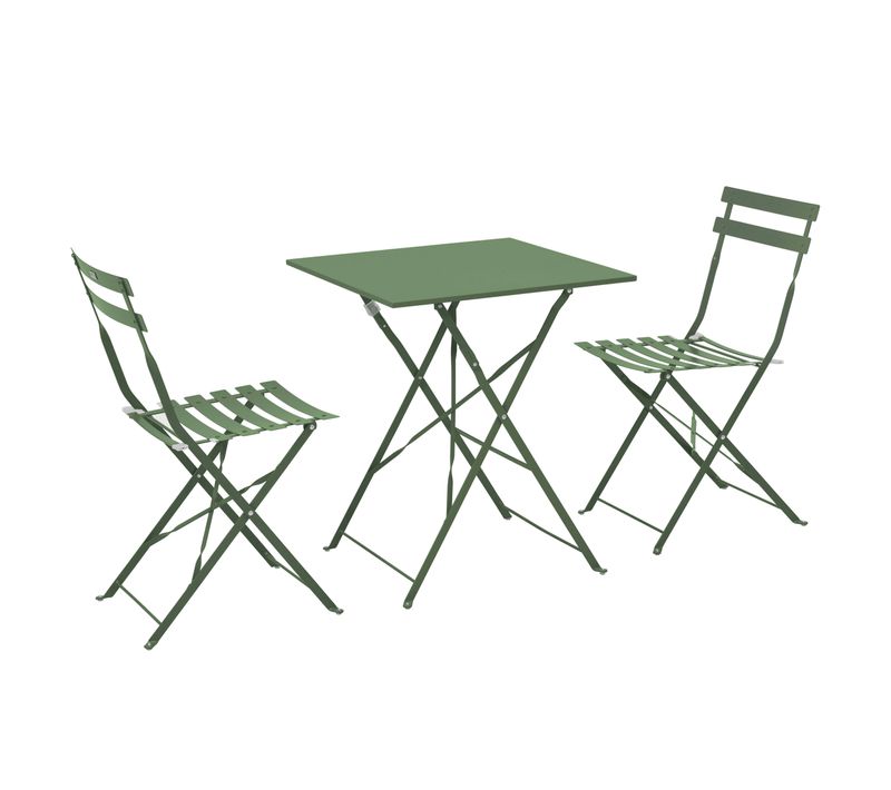 Table De Jardin Et 2 Chaises Acier 60 Cm Vert Cactus Rome