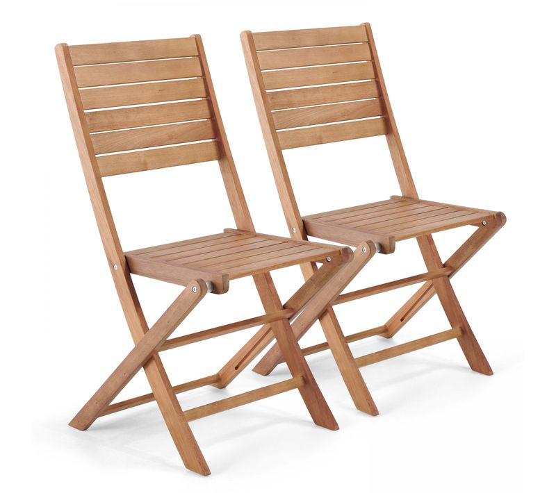 Lot De 2 Chaises Pliantes En Bois D'eucalyptus
